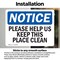 Signmission Please Help Us Keep This Place Clean, 5 in W x Rectangle, Vinyl Decal OS-2PACK-NS-D-35-L-17458 - alternate 4